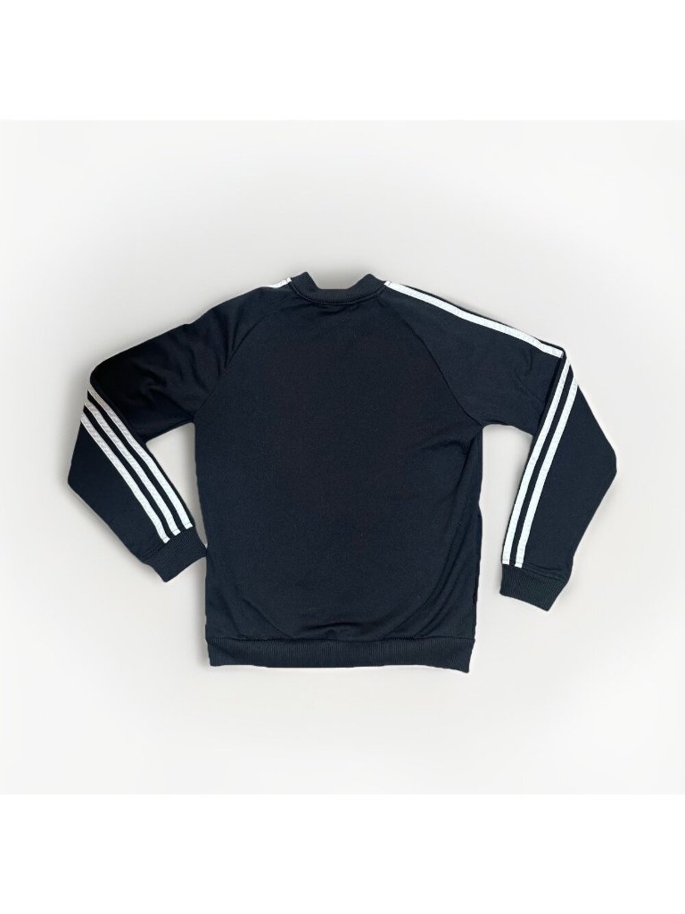 Adidas Track Jacket Girls Medium (11-12) Black With White Stripes Full Zip - Picture 2 of 12